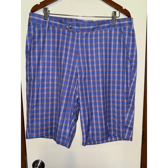 NWT Carnoustie Purple & Gold Plaid Golf Shorts Size 36 - Picture 1 of 11